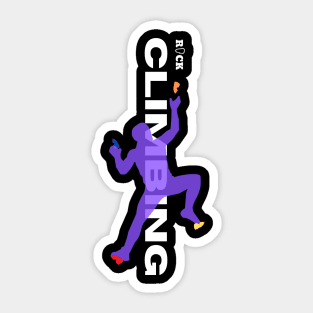 rock climbing with climber purple Sticker